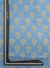 Pure Modal Satin Baby Blue Color Traditional Digital Print Fabric.