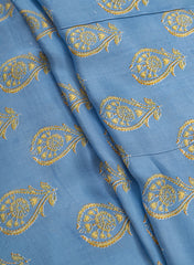 Pure Modal Satin Baby Blue Color Traditional Digital Print Fabric.