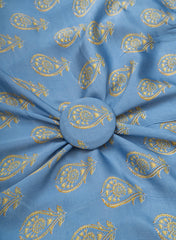 Pure Modal Satin Baby Blue Color Traditional Digital Print Fabric.
