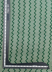 Pure Modal Satin Dark Green Color Zig-Zag Pattern Natural Print Fabric.