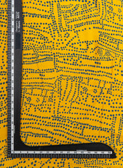 Pure Modal Satin Yellow Color Dots Pattern Natural Print Fabric.