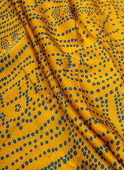 Pure Modal Satin Yellow Color Dots Pattern Natural Print Fabric.