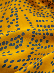 Pure Modal Satin Yellow Color Dots Pattern Natural Print Fabric.