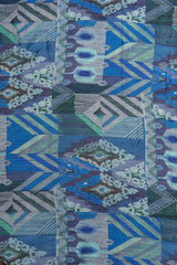 Pure Modal Satin Shades Of Blue Color Traditional Digital Print Fabric.