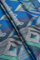 Pure Modal Satin Shades Of Blue Color Traditional Digital Print Fabric.