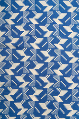 Pure Modal Satin Blue And White Color Geometrical Pattern Natural Print Fabric.