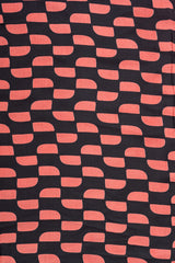 Pure Modal Satin Black Color Geometrical Pattern Natural Print Fabric.