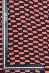 Pure Modal Satin Black Color Geometrical Pattern Natural Print Fabric.