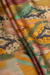 Pure Modal Satin banana Yellow Color Abstract Pattern Natural Print Fabric