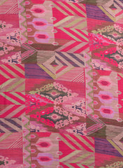 Pure Modal Satin Dark Pink Color Traditional Digital Print Fabric.