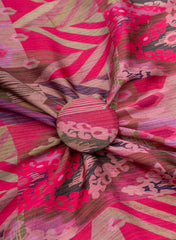 Pure Modal Satin Dark Pink Color Traditional Digital Print Fabric.