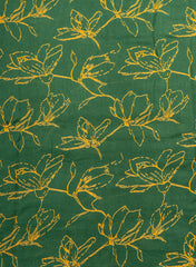 Organic Chanderi Dark Green Color Mix And Match Natural Print Fabric.