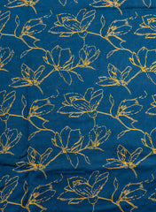 Organic Chanderi Blue Color Mix And Match Natural Print Fabric.