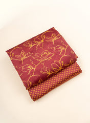 Organic Chanderi Maroon Color Mix And Match Natural Print Fabric.