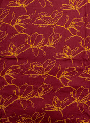 Organic Chanderi Maroon Color Mix And Match Natural Print Fabric.