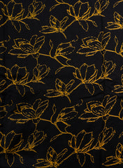 Organic Chanderi Black Color Mix And Match Natural Print Fabric.