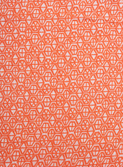 Cotton Mulmul Orange Color Geometrical Pattern Screen Print Fabric.