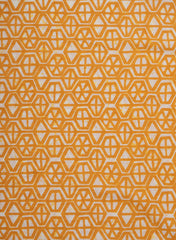 Cotton Mulmul Yellow Color Geometrical Pattern Screen Print Fabric.