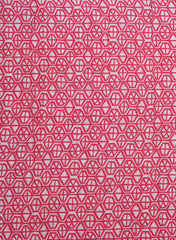 Cotton Mulmul Pink Color Geometrical Pattern Screen Print Fabric.