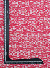 Cotton Mulmul Pink Color Geometrical Pattern Screen Print Fabric.