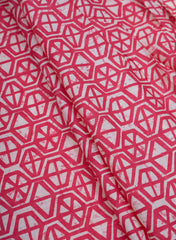 Cotton Mulmul Pink Color Geometrical Pattern Screen Print Fabric.