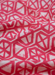 Cotton Mulmul Pink Color Geometrical Pattern Screen Print Fabric.
