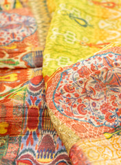 Crush Tissue Multi Color Traditional Pattern Digital Print Fabric