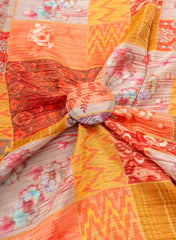 Crush Tissue Multi Color Traditional Pattern Digital Print Fabric