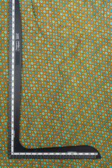 Pure Muslin Dark Olive Green Color Geometrical Pattern Digital Print Fabric.