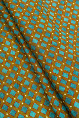 Pure Muslin Dark Olive Green Color Geometrical Pattern Digital Print Fabric.