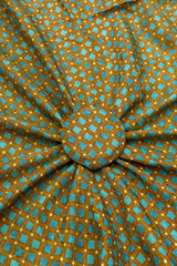 Pure Muslin Dark Olive Green Color Geometrical Pattern Digital Print Fabric.