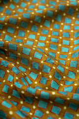 Pure Muslin Dark Olive Green Color Geometrical Pattern Digital Print Fabric.