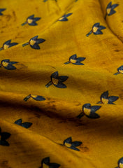 Pure Muslin Olive Green Color Floral Pattern Digital Print Fabric.