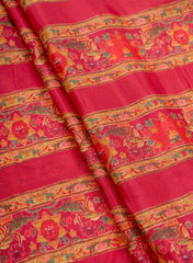 Pure Muslin Magenta Color Floral Pattern Digital Print Fabric.