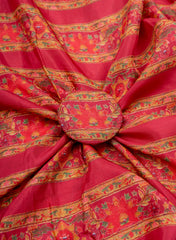 Pure Muslin Magenta Color Floral Pattern Digital Print Fabric.