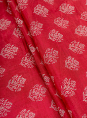 Pure Muslin Magenta Color Floral Pattern Digital Print Fabric.