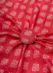 Pure Muslin Magenta Color Floral Pattern Digital Print Fabric.