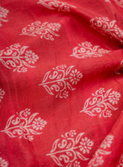 Pure Muslin Magenta Color Floral Pattern Digital Print Fabric.