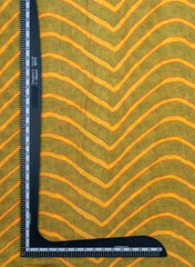 Pure Muslin Olive Green Color Lehariya Pattern Digital Print Fabric.