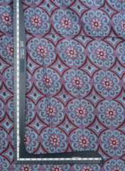 Pure Muslin Light Purple Color Floral Pattern Digital Print Fabric.