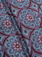Pure Muslin Light Purple Color Floral Pattern Digital Print Fabric.
