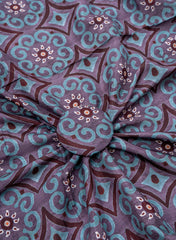 Pure Muslin Shades Of Purple Color Geometrical Pattern Digital Print Fabric.