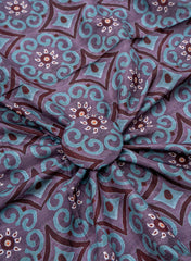 Pure Muslin Light Purple Color Floral Pattern Digital Print Fabric.