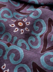 Pure Muslin Light Purple Color Floral Pattern Digital Print Fabric.