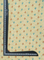 Pure Muslin Cream Color Floral Pattern Digital Print Fabric.
