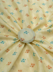 Pure Muslin Cream Color Floral Pattern Digital Print Fabric.