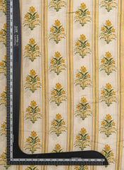 Pure Muslin Cream Color Floral Pattern Digital Print Fabric.