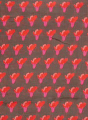 Pure Muslin Shade Of Brown Color Floral Digital Print Fabric.