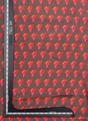 Pure Muslin Shade Of Brown Color Floral Digital Print Fabric.