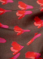 Pure Muslin Shade Of Brown Color Floral Digital Print Fabric.